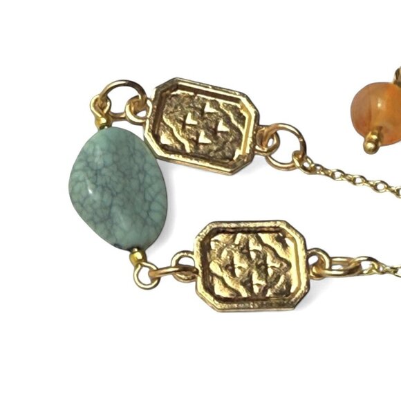 REIMAGINED Gold Tone Howlite and Agate Bracelet Earring Set - Picture 8 of 10